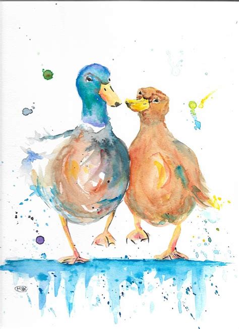 duck couple painting  marjans art pixels