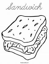 Coloring Sandwich Cursive Built California Usa Twistynoodle Print Outline Noodle sketch template