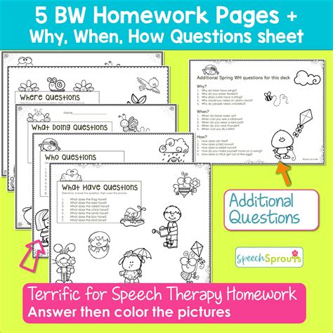 summarizing activities   wh questions speech therapy worksheets