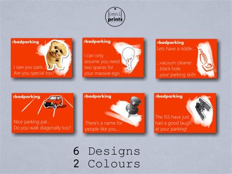 bad parking cards full colour business card size  designs etsy