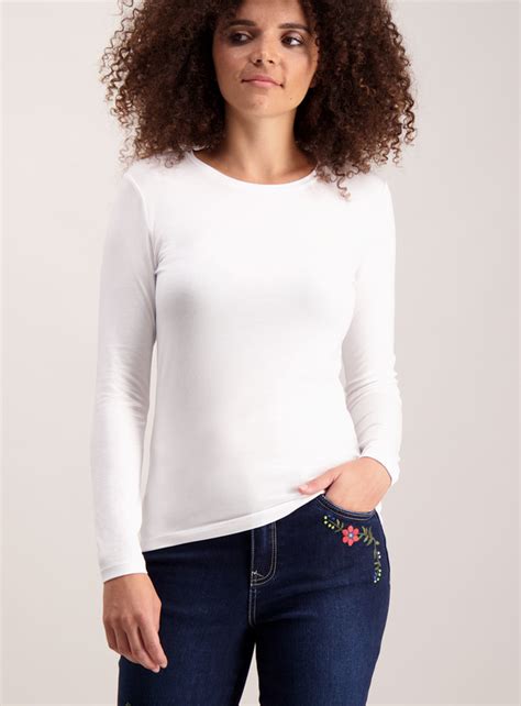 Womens White Long Sleeve T Shirt Tu Clothing