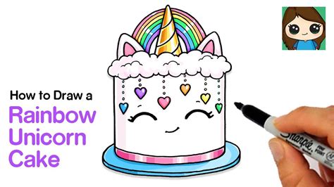 draw  rainbow unicorn cake