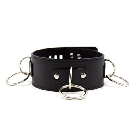 Pu Leather Neck Collars With Ring Fetish Harness Bondage Restraints