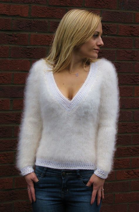 gorgeous hand crafted exclusive fluffy angora sweater