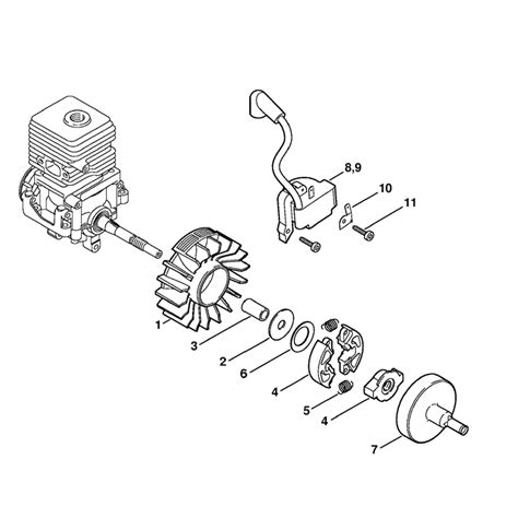 stihl fs  brushcutter fsc  parts diagram ignition system clutch