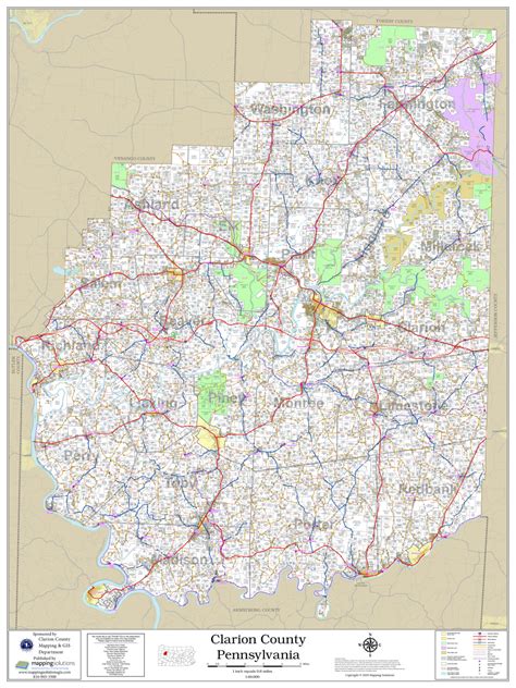 clarion county pennsylvania  wall map mapping solutions