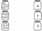 Marbles Jar Count Jars Marble Draw Number Line Coloring Match Each Its sketch template
