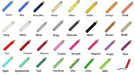 color names list  colorscolours  english youtube