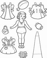 Doll Paper Template Vintage Coloring Templates Pages Kids sketch template