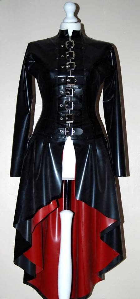 black latex dominatrix bondage coat fetasia latex