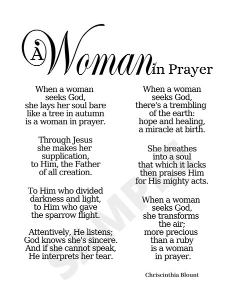 Christian Poems Praying Women Christian Printable Church Etsy