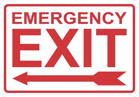 left arrow emergency exit sticker vinyl business sign decal stickertalk