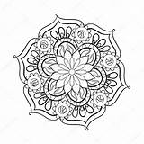 Coloring Mandala Adult Pages Adults Printable Pdf Flower Zentangle Clipart Paisley Print Vector Stylized Elegant Stock Sheet Illustration Lotus Pattern sketch template