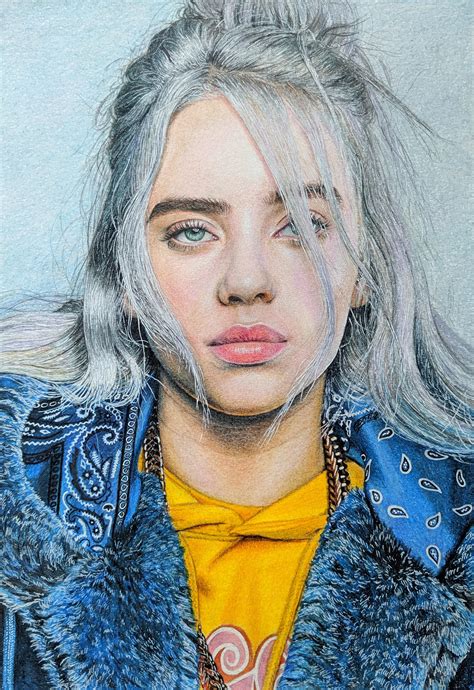 billie eilish portrait  coloured pencils  rart