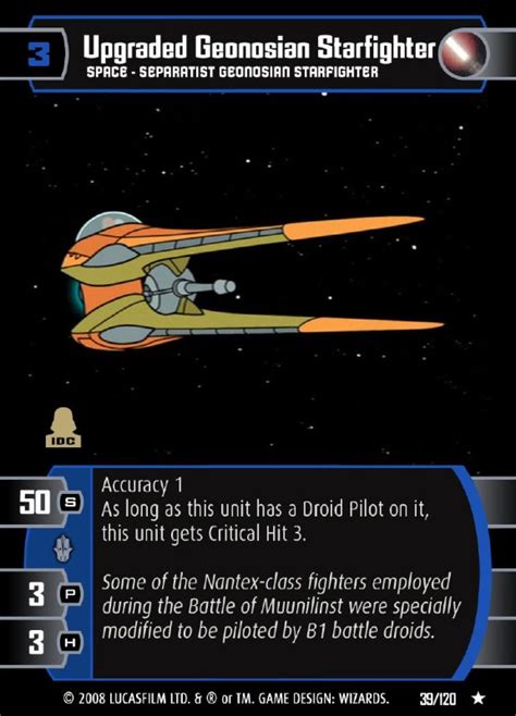 Upgraded Geonosian Starfighter Card Star Wars Trading