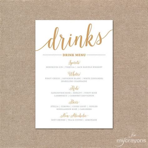 wedding bar menu template adela frantz