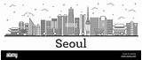 Seoul Illustration Skyline Korea Vector City Cityscape Outline Isolated Landmarks Buildings Alamy South Modern sketch template