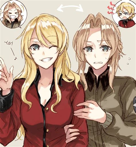 2girls blonde hair blush breasts cleavage cosplay costume switch