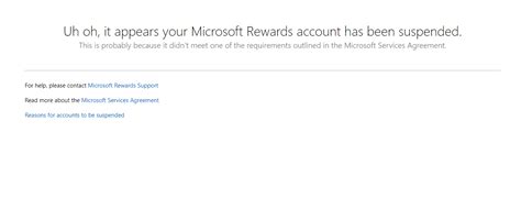 microsoft rewards account suspended microsoft community