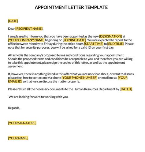 appointment letter samples examples   write