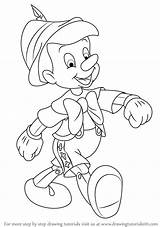 Pinocchio Draw Drawing Step Sketch Disney Cartoon Coloring Drawingtutorials101 Tutorials Pages Puppet Movie Boy Princess Learn Book Sketches sketch template