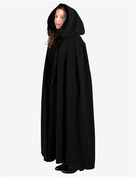 unisex black cloak  hood pure wool venetian carnival costume