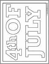 July Coloring Pages Fourth 4th Independence Patriotic Banner Colorwithfuzzy sketch template