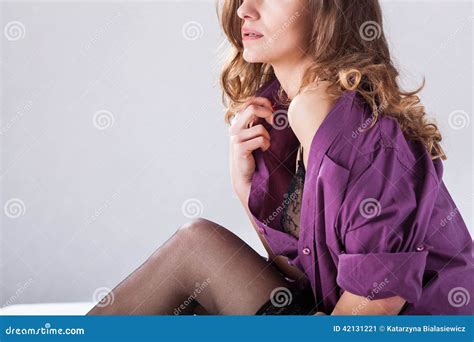 Undressing Woman In Bedroom Stock Image Image Of Seducing Natural