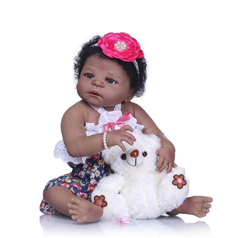 cm black girl   realistic baby doll toy full silicone