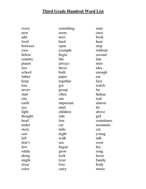 printable  grade spelling word list
