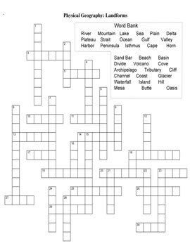 geography crossword puzzle physical landforms   reid geography store