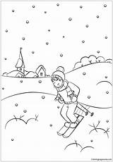 Coloring Winter Scene Pages Printable Color Kids Print Drawing sketch template