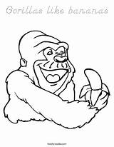 Gorilla Coloring Worksheet Gorillas Banana Bananas Monkeying Around Today Mono Come El Print Eating Template Twistynoodle Cursive Noodle Built California sketch template