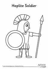 Colouring Hoplite Soldier Pages Ancient Greece Simple Activityvillage sketch template