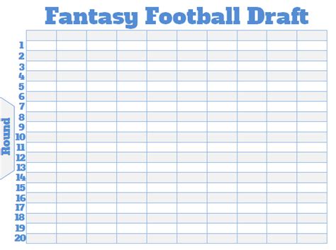 printable fantasy football draft board  printable templates