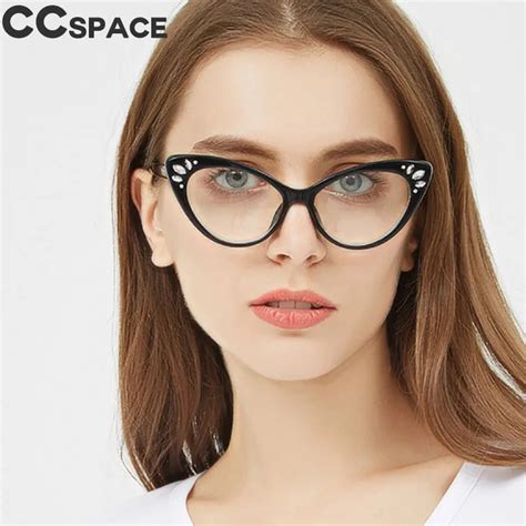 crystal cat eye glasses frames small cateye women glasses style brand