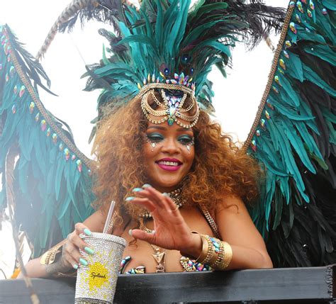 Rihanna Strips To An Eye Popping Carnival Costume And Parties With