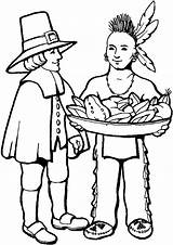 Coloring Pilgrim Sheets Thanksgiving Pages Pilgrims Printable Kids Indians Native Printables American First Indian Thanks sketch template