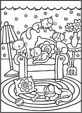 Coloring Pages Writing Dover Publications Welcome Kids Cat sketch template