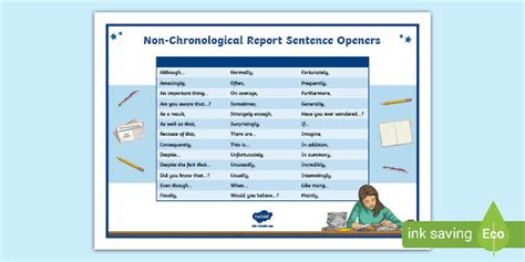 ace  chronological reports ks sentence starters    write