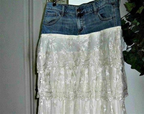 belle bohemienne ruffled lace jean skirt exquisite vintage etsy denim vintage jean vintage