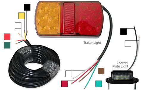 trailer tail lights kit  license plate  core cable  pin elinz