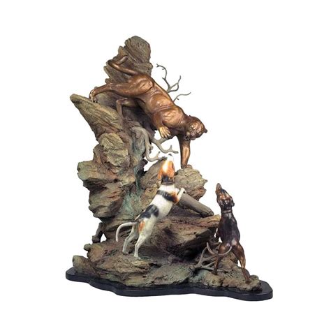 bronze mountain lion dogs sculpture caswell sculpture
