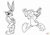Bunny Bugs Daffy Duck Coloring Pages Drawing Chasing Looney Tunes sketch template