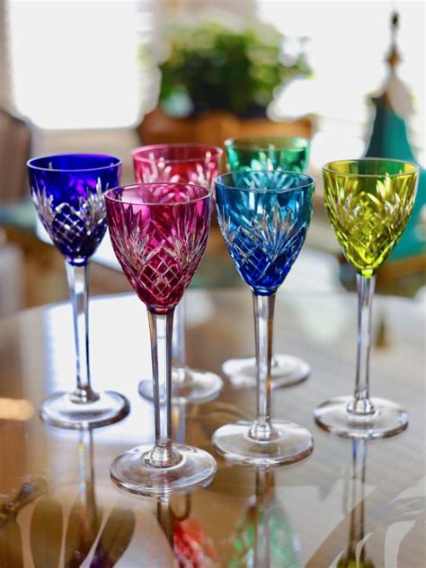 Six St Louis Crystal Wine Glasses European Antiques Saint Louis