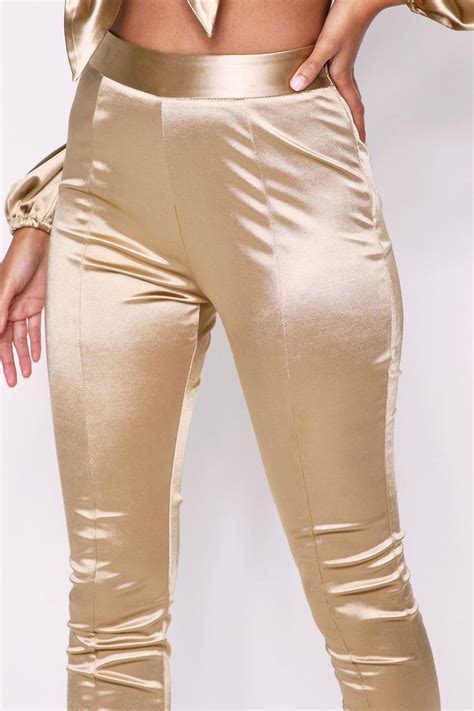 High Waisted Skinny Fit Satin Trousers Misspap Uk Prolly Satin