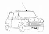 Mini Cooper Sketch Drawing Coloring Side Classic Car Template Paintingvalley sketch template