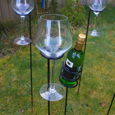 Woodside Outdoor Picnic Bbq Barbecue Wine Bottle And Glass Holder Stake
