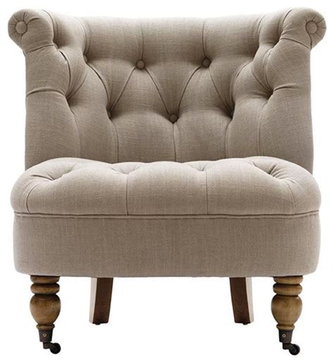 tufted armless accent chair transitional armchairs  accent