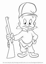 Looney Tunes Elmer Fudd Toons Tune Character Drawingtutorials101 Getdrawings sketch template
